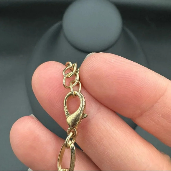 Gold and Silver tone Geometric Circle Statement Necklace - Picture 5 of 6